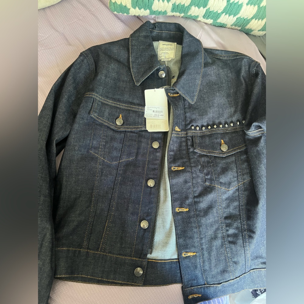 NWT zadig and voltaire jean studded jacket